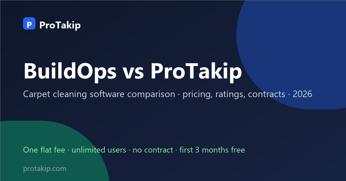 BuildOps vs ProTakip: carpet cleaning software comparison, 2026