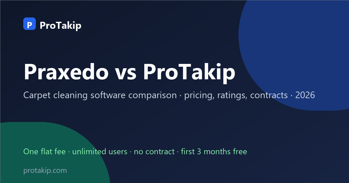 Praxedo vs ProTakip: carpet cleaning software comparison, 2026