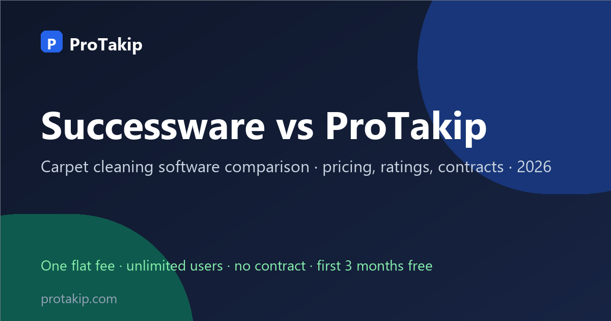 Successware vs ProTakip: carpet cleaning software comparison, 2026