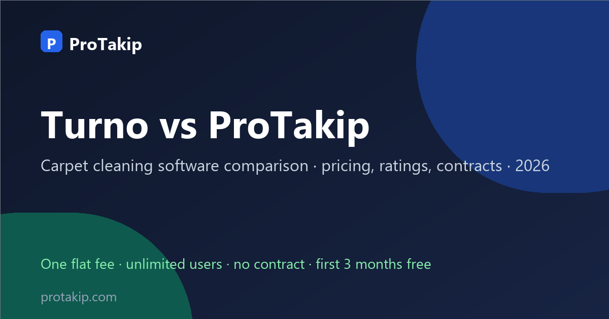 Turno vs ProTakip: carpet cleaning software comparison, 2026