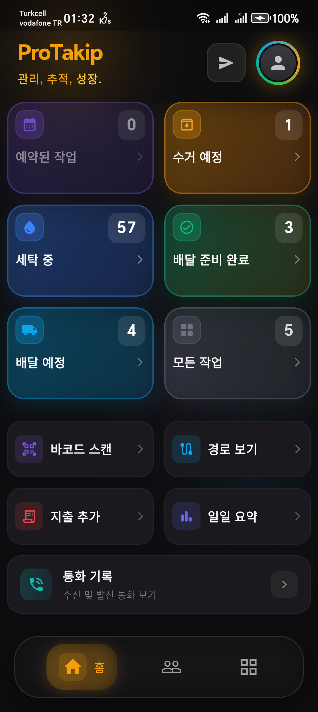 ProTakip 모바일 앱 — 주문, 고객 및 배송 관리