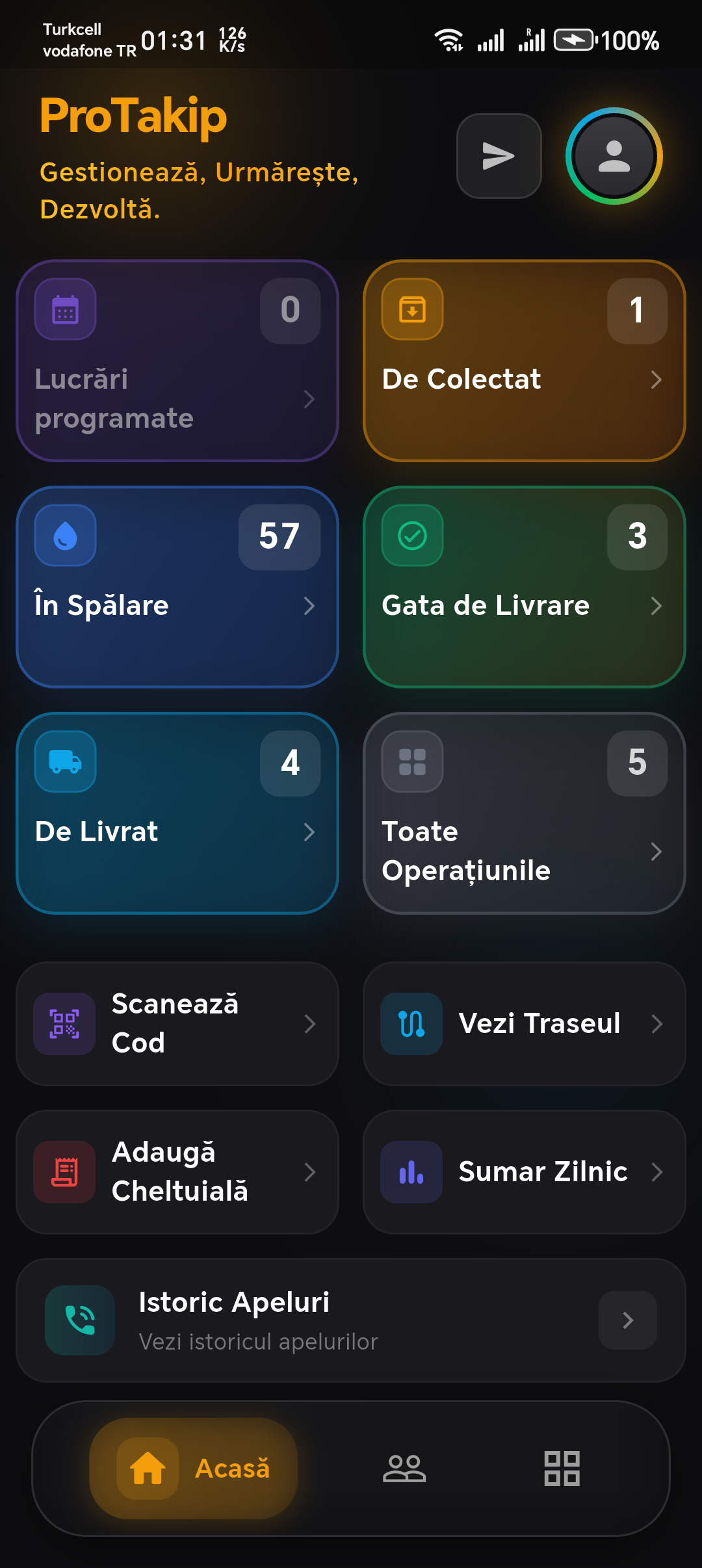 ProTakip aplicație mobilă — gestionarea comenzilor, clienților și livrărilor